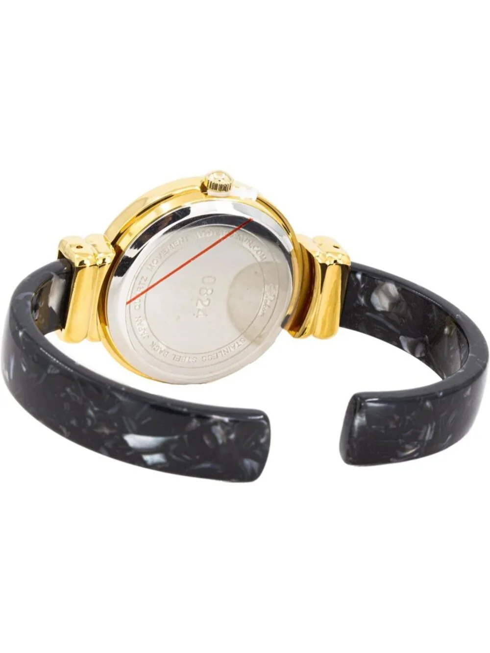 Women's Gold/White/Black Pearl/Round Shell Color Design Cuff Bangle Watch